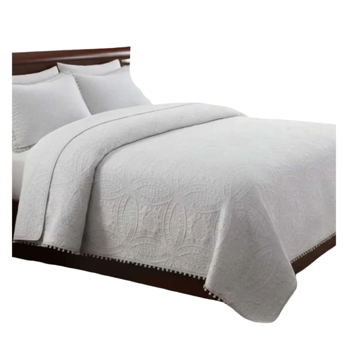 GENERICO - Cubrecama Quilt Primavera Verano con Pompones 2 Plazas.