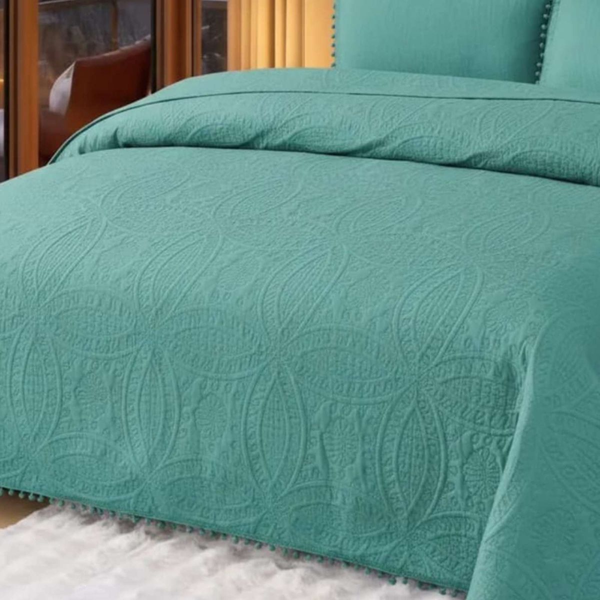 GENERICO - Cubrecama Quilt Primavera Verano con Pompones King-Superking