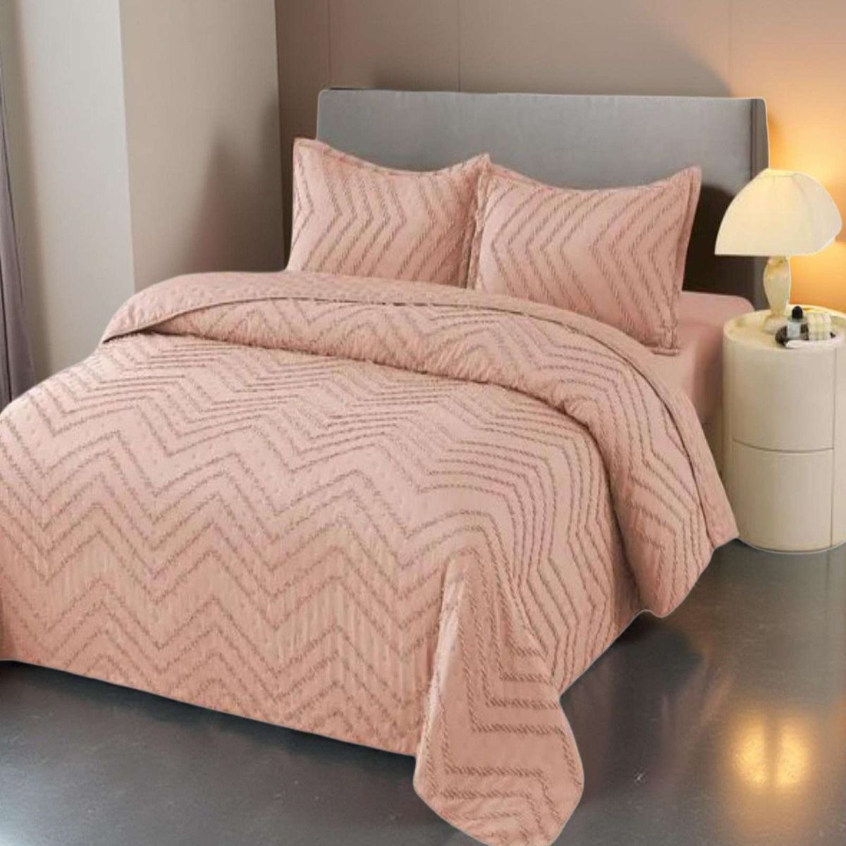 GENERICO - Cubrecama Quilt Moderno de verano Diseño Chevron plaza y media