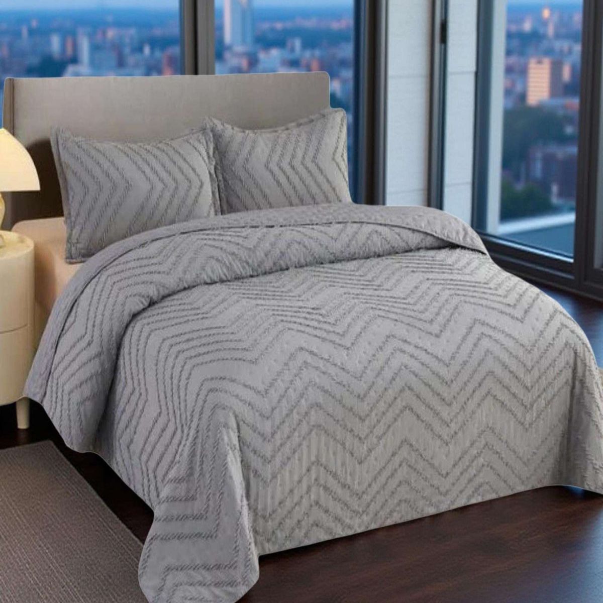 GENERICO - Cubrecama Quilt Moderno de verano Diseño Chevron 2 Plazas