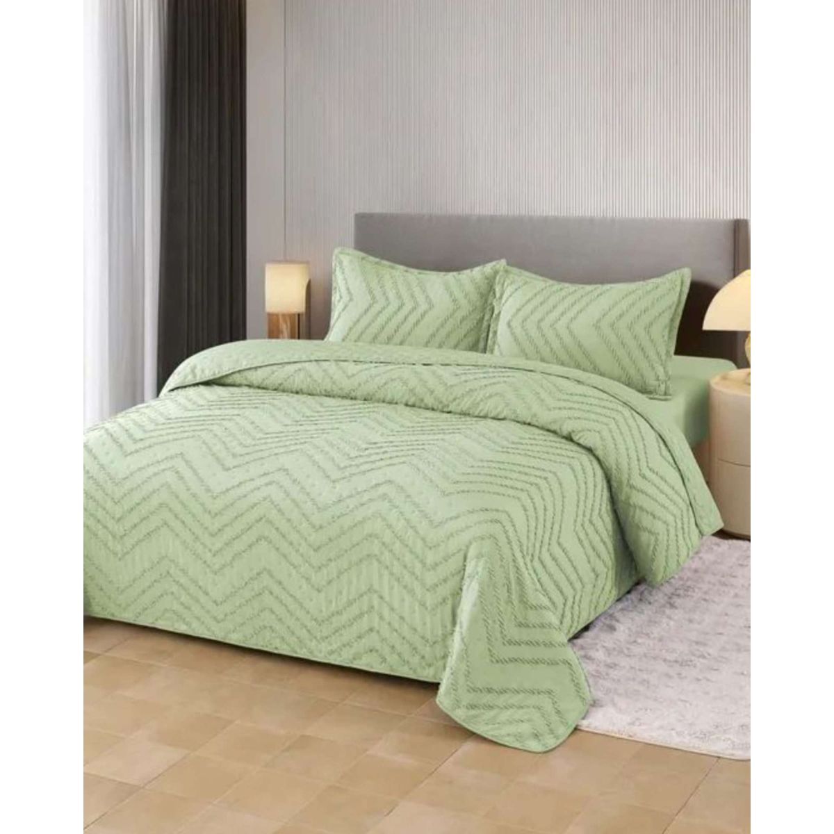 GENERICO - Cubrecama Quilt Moderno de verano Diseño Chevron king-super king