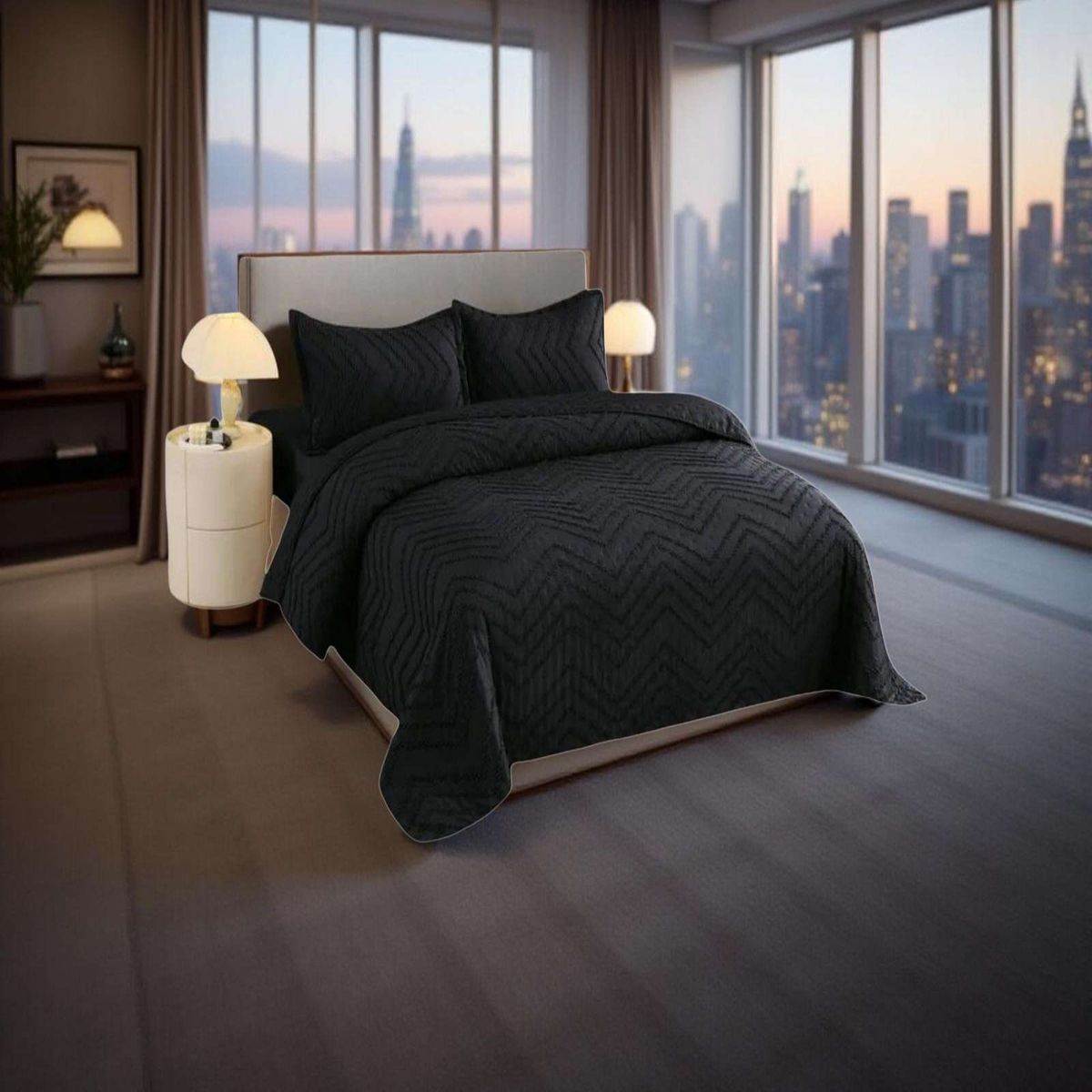 GENERICO - Cubrecama Quilt Moderno de verano Diseño Chevron king-super king