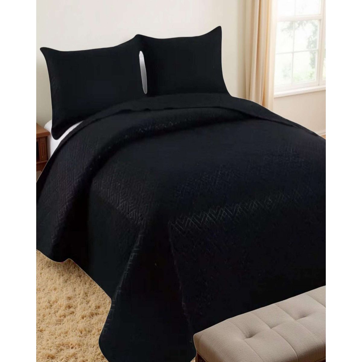 GENERICO - Cubrecama Quilt Texturizado Estilo Moderno y Confort 2 Plazas