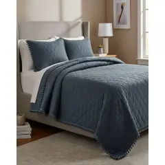 GENERICO - Quilt Premium Blanco Boho-Chic con Pompones King-Superking