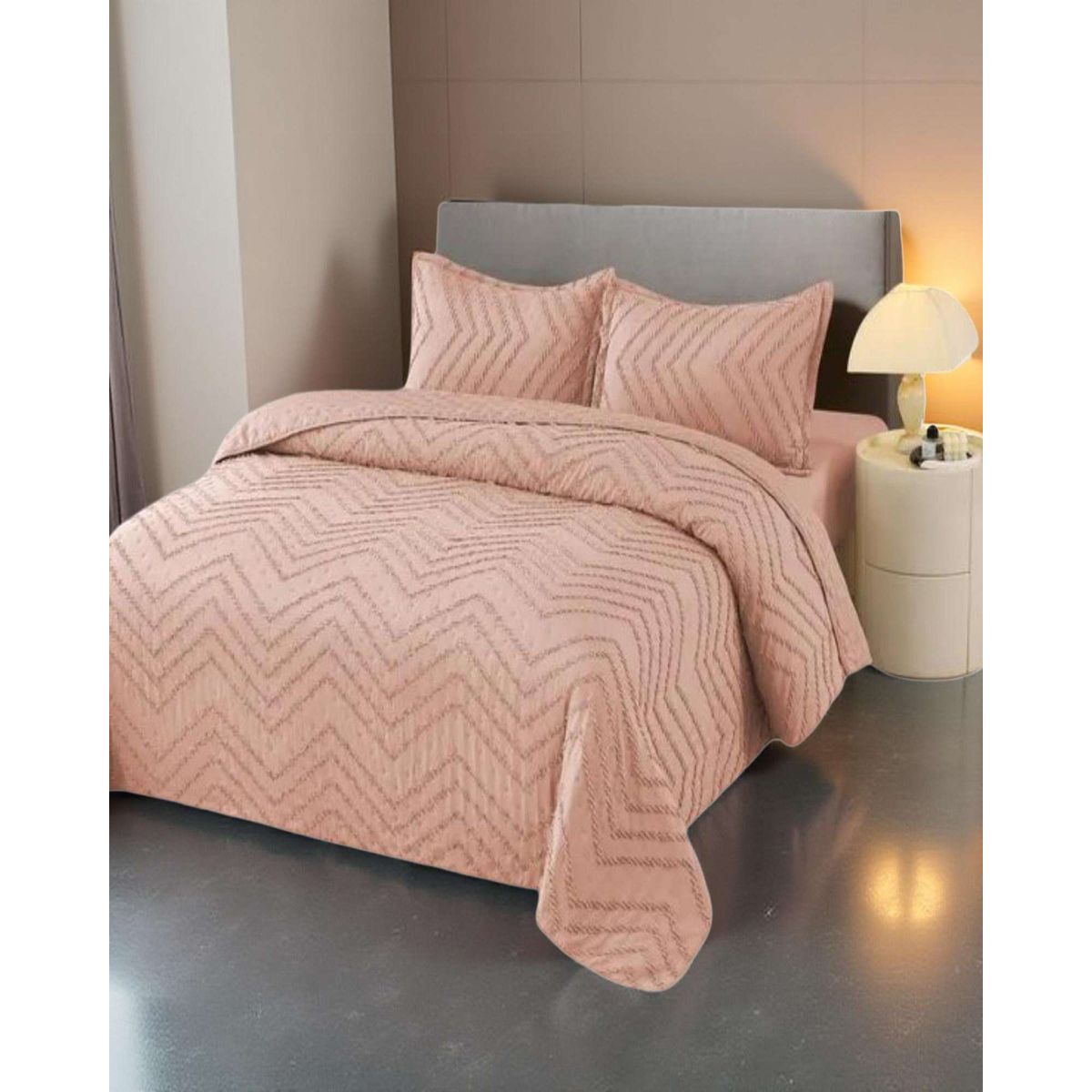 GENERICO - Cubrecama Quilt Moderno de verano Diseño Chevron plaza y media