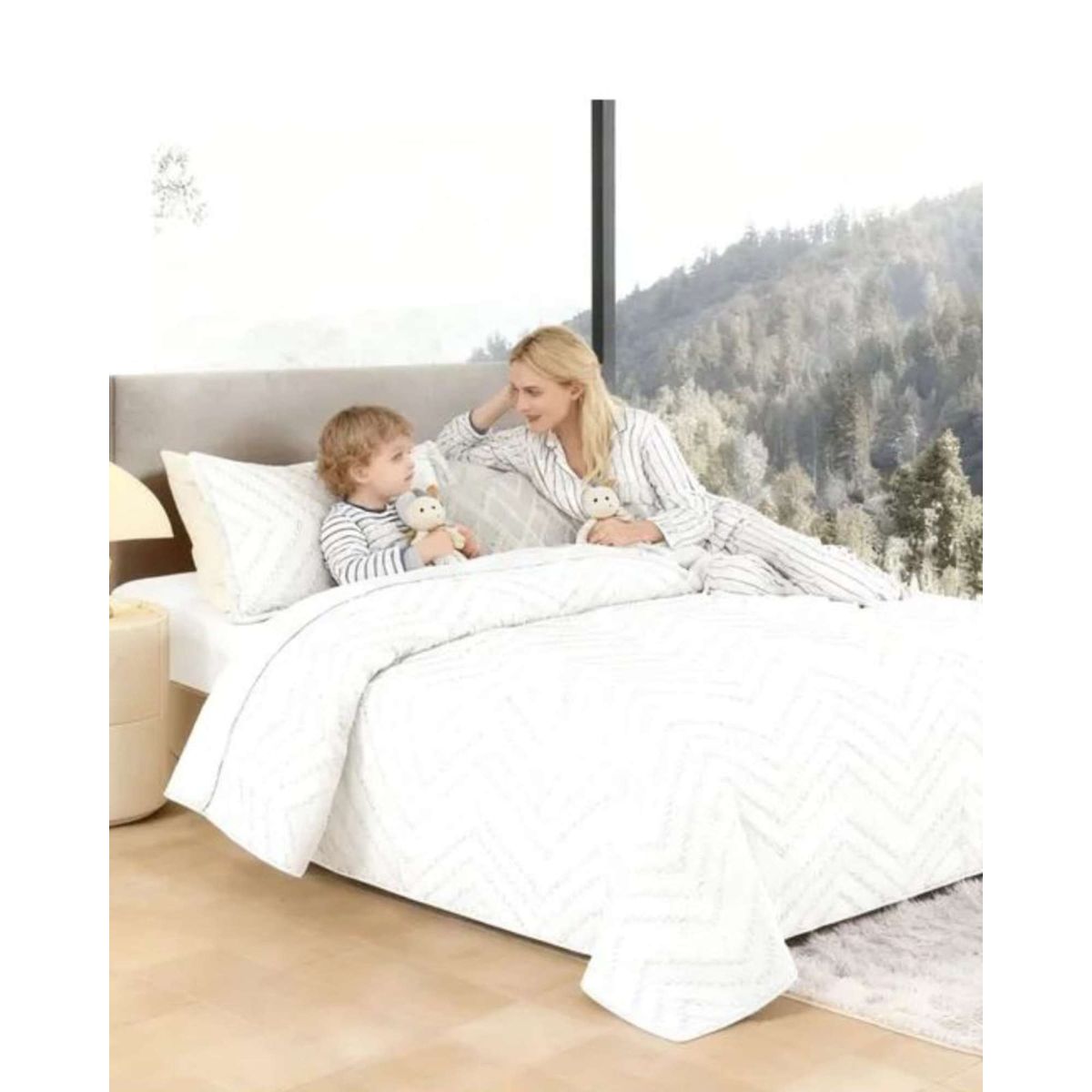 GENERICO - Cubrecama Quilt Moderno de verano Diseño Chevron 2 Plazas