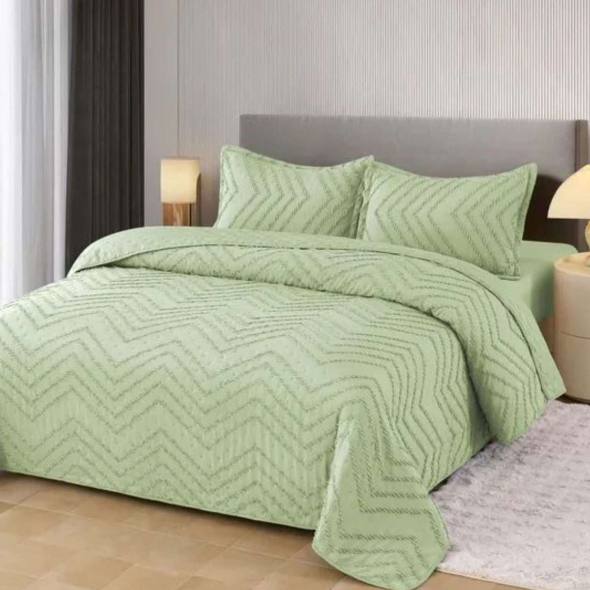 GENERICO - Cubrecama Quilt Moderno de verano Diseño Chevron king-super king