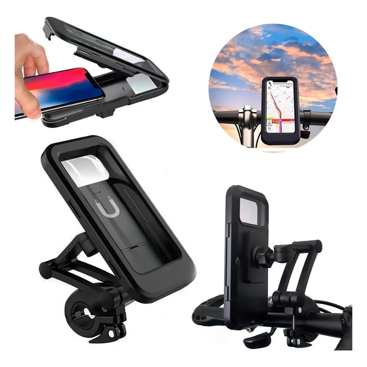 GENERICO - Soporte de celular impermeable para bicicleta o motocicleta
