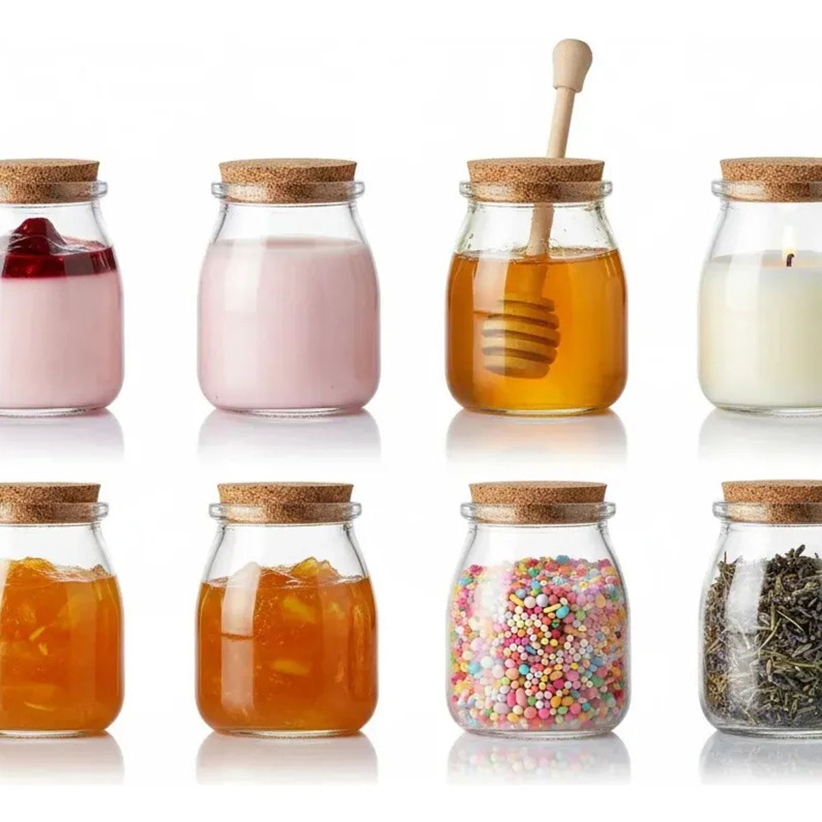 GENERICO - Pack X12 Frascos De Vidrio Corcho Postres Conservero 200mL