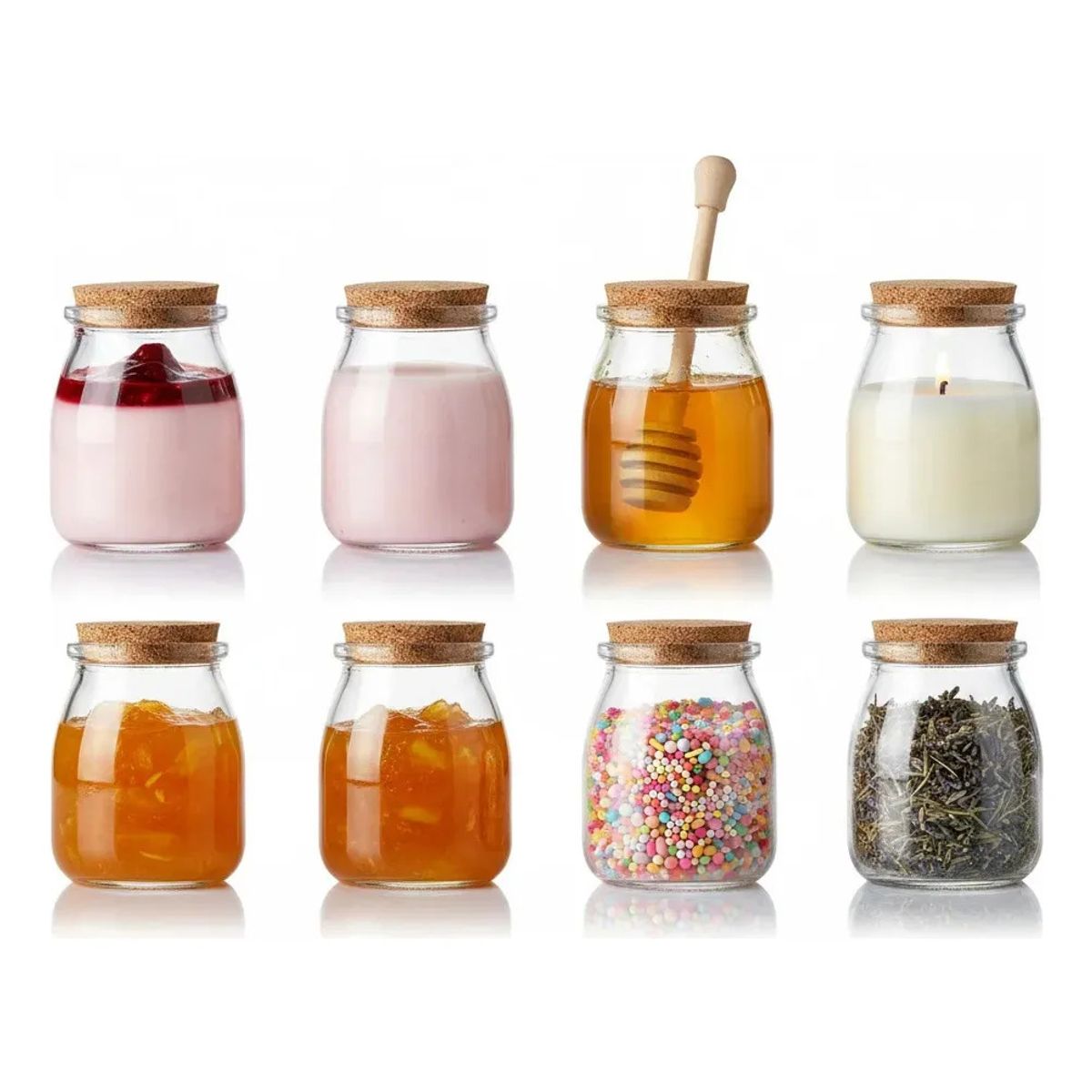 GENERICO - Pack X12 Frascos De Vidrio Corcho Postres Conservero 200mL