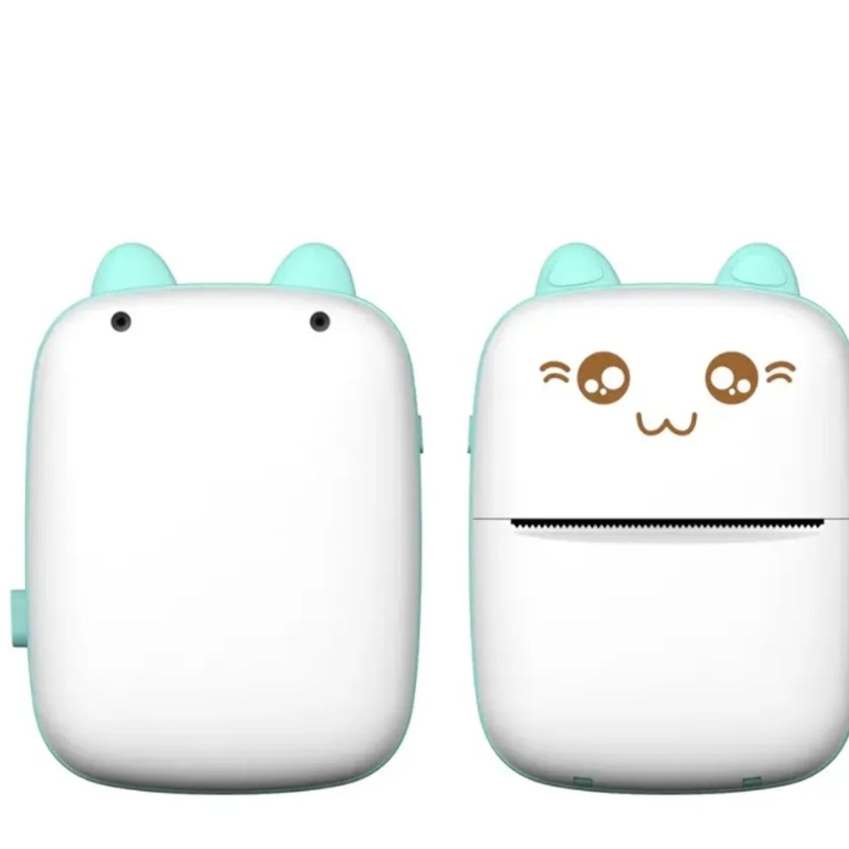 GENERICO - Mini Impresora Térmica Portátil Bluetooth Gatito Color Celeste + 1 Rollos