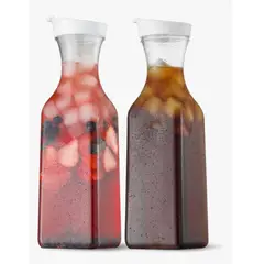 GENERICO - 2u Jarras Con Tapa Para Jugos Leche Coctel 1.5lt