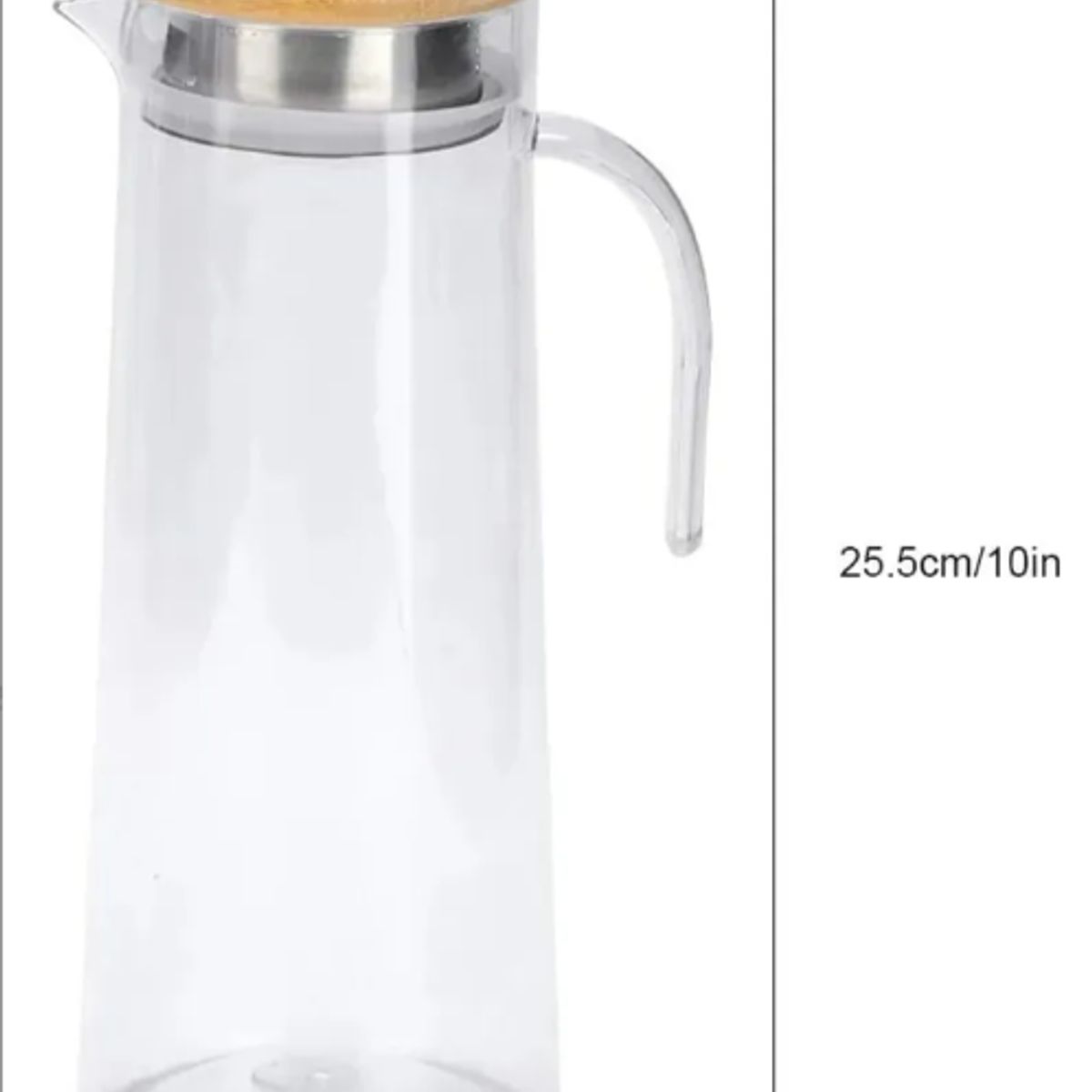 GENERICO - Jarra Vidrio Acrilica Botella Tapa Bambu Agua Bebidas 1100ml Transparente