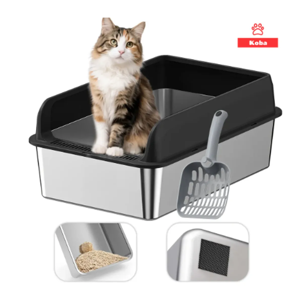 GENERICO - Arenero Gatos Grande Michis Baño Sanitario Acero Inox