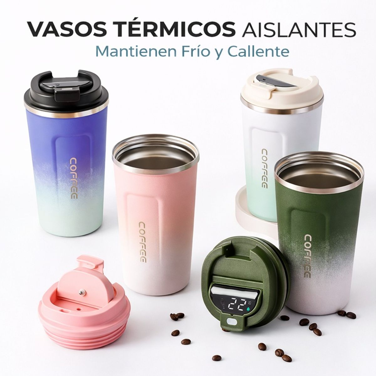 MOVI - VASO TERMICO PARA FRIO Y CALIENTE CON PANATLLA LED DE TEMPERATURA 470 ML