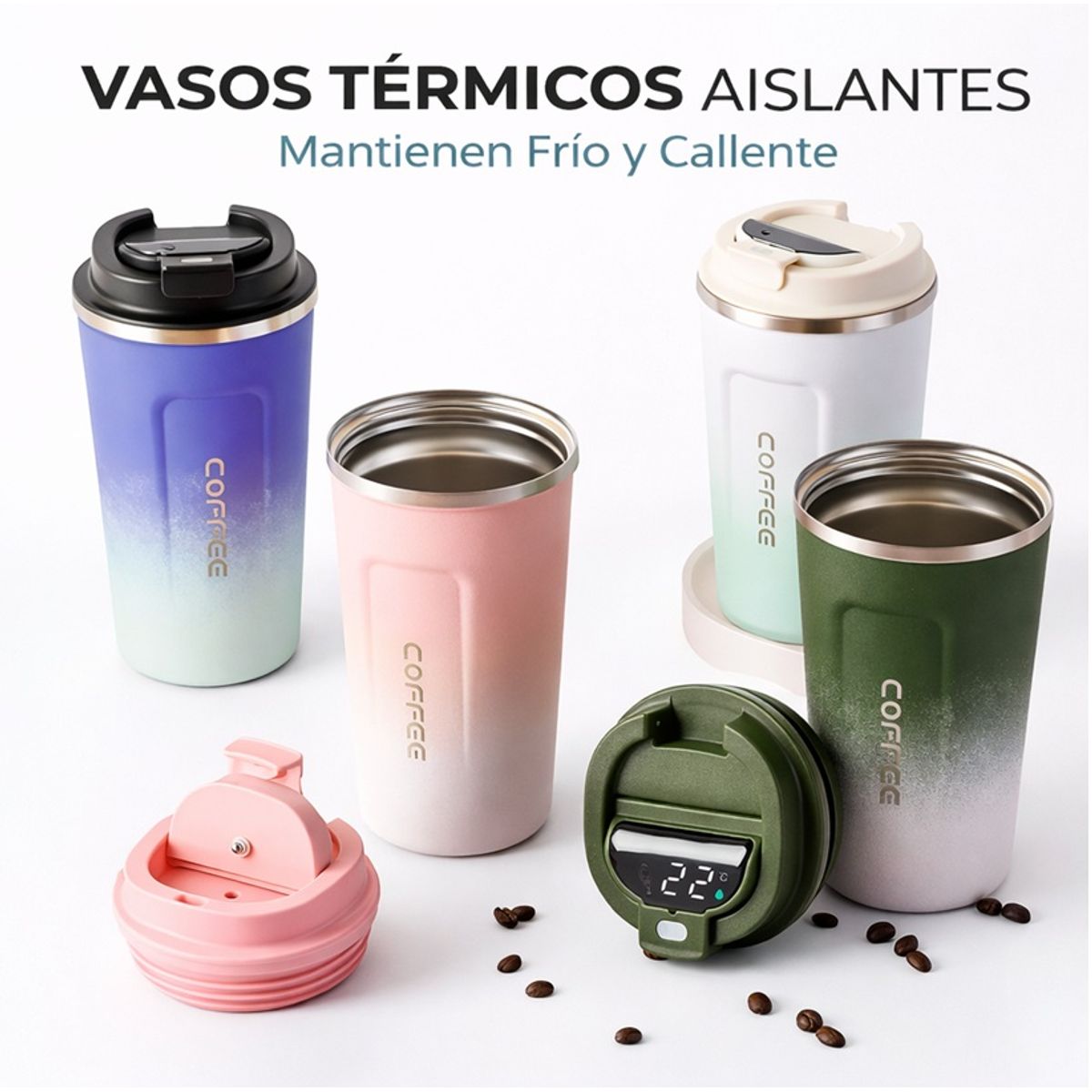 MOVI - VASO TERMICO PARA FRIO Y CALIENTE CON PANATLLA LED DE TEMPERATURA 470 ML
