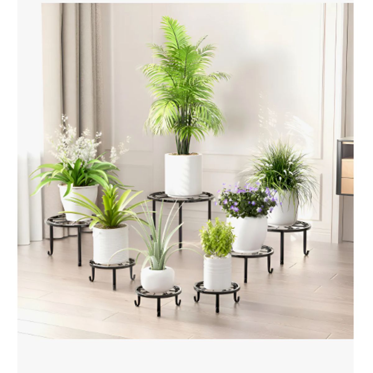 GENERICO - Set 7 Bases Para Maceteros De Herrería Plantas Porta Macetas