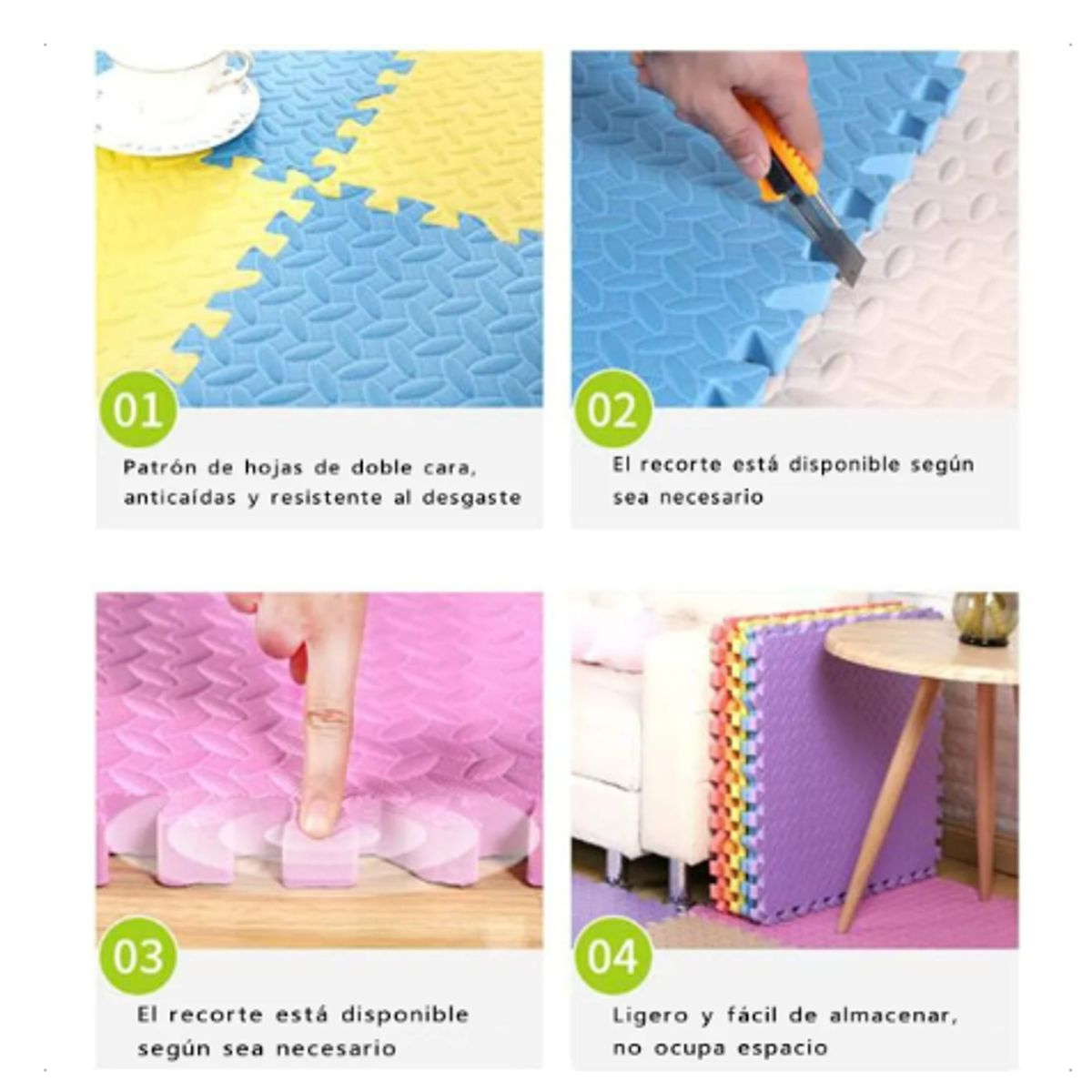 GENERICO - Pack 8 Unidad Piso Puzzle Alfombra Goma Eva Antigolpes 60x60 Color