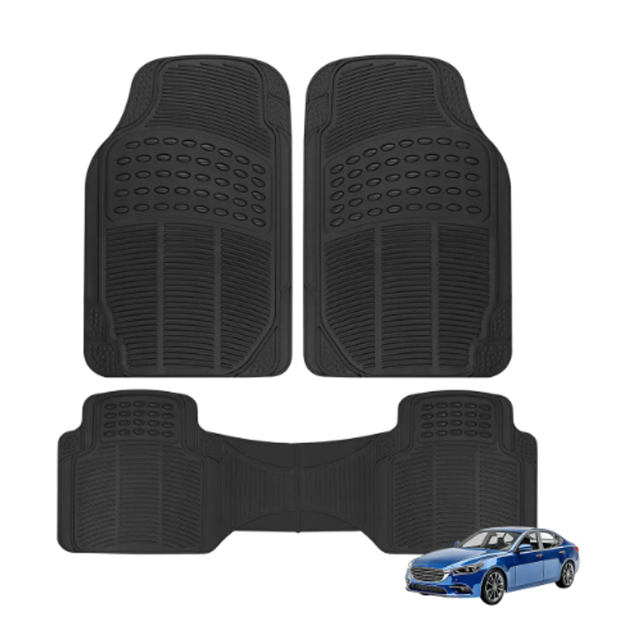 GENERICO - Pisos De Goma Set 3 Piezas Para Vehículos Universal Auto