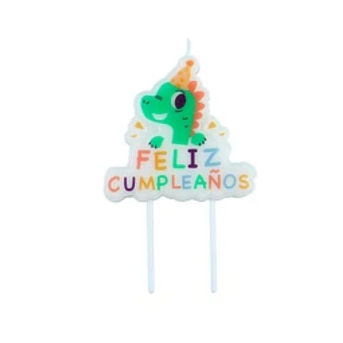 GENERICO - Vela dinosaurio feliz cumpleaños 12x8cm