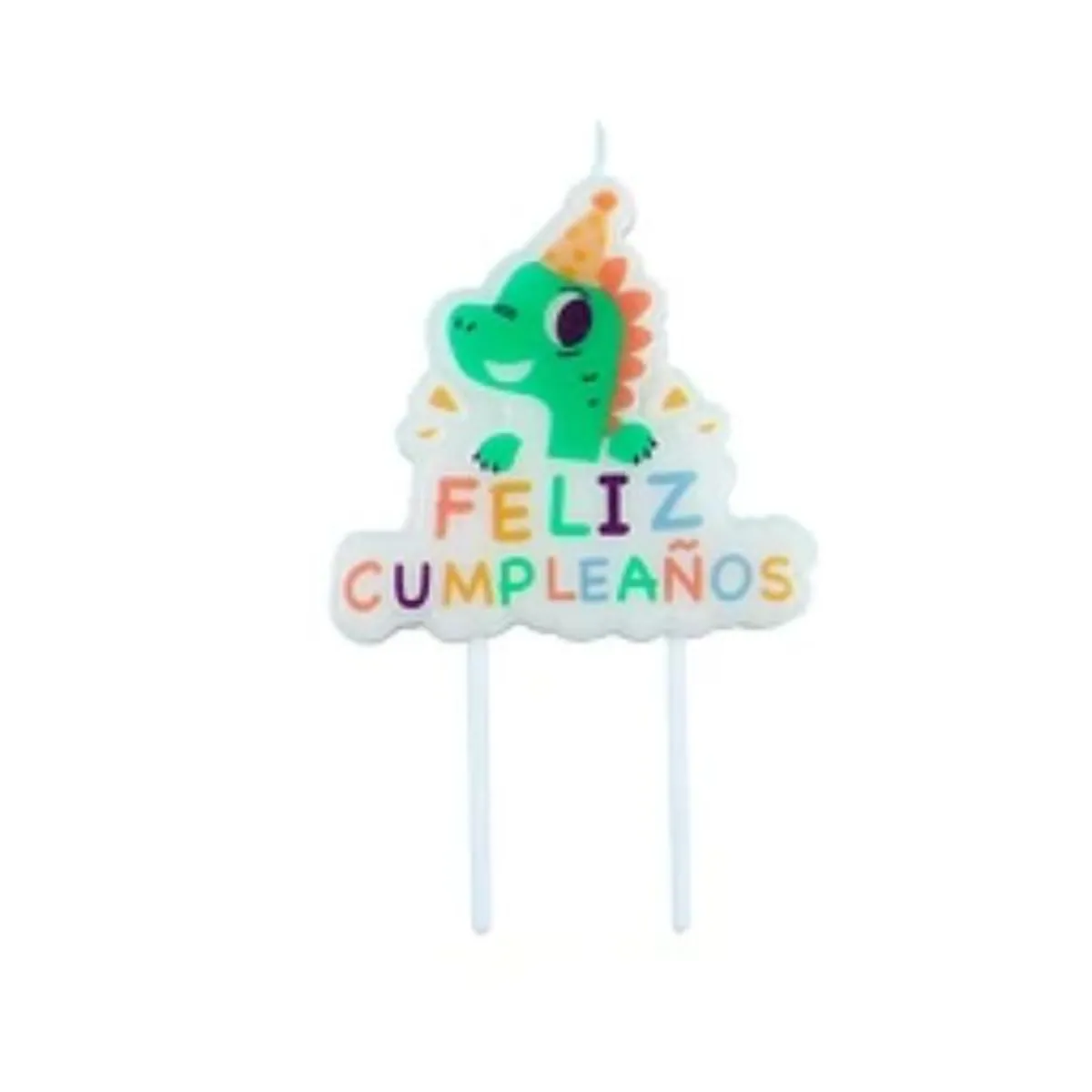 GENERICO - Vela dinosaurio feliz cumpleaños 12x8cm