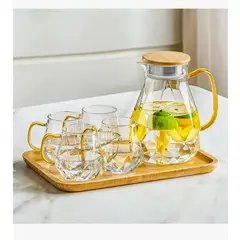 GENERICO - Increíble Jarra De Té + 4 Tazas De Cristal Blanco