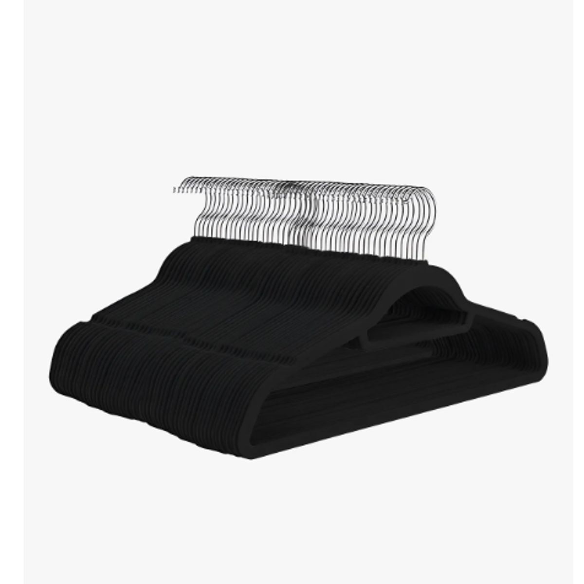 GENERICO - Set 60 Colgadores De Ropa Terciopelo Percha Antideslizante Color Negro