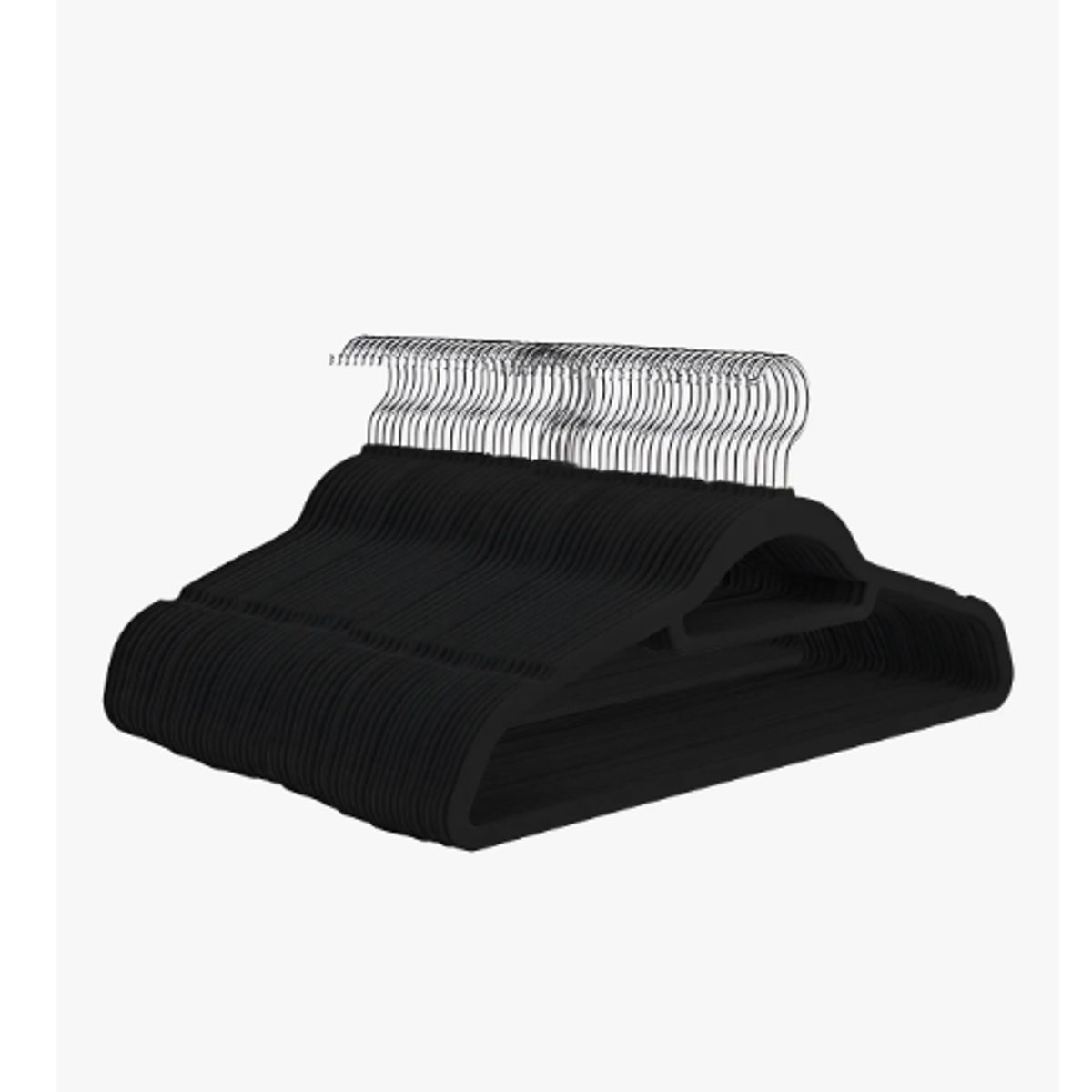 GENERICO - Set 60 Colgadores De Ropa Terciopelo Percha Antideslizante Color Negro