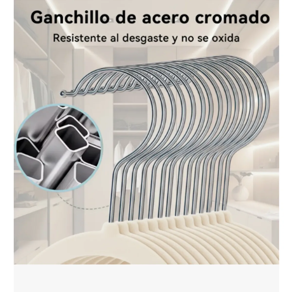 GENERICO - Set 60 Colgadores De Ropa Terciopelo Percha Antideslizante Color Blanco