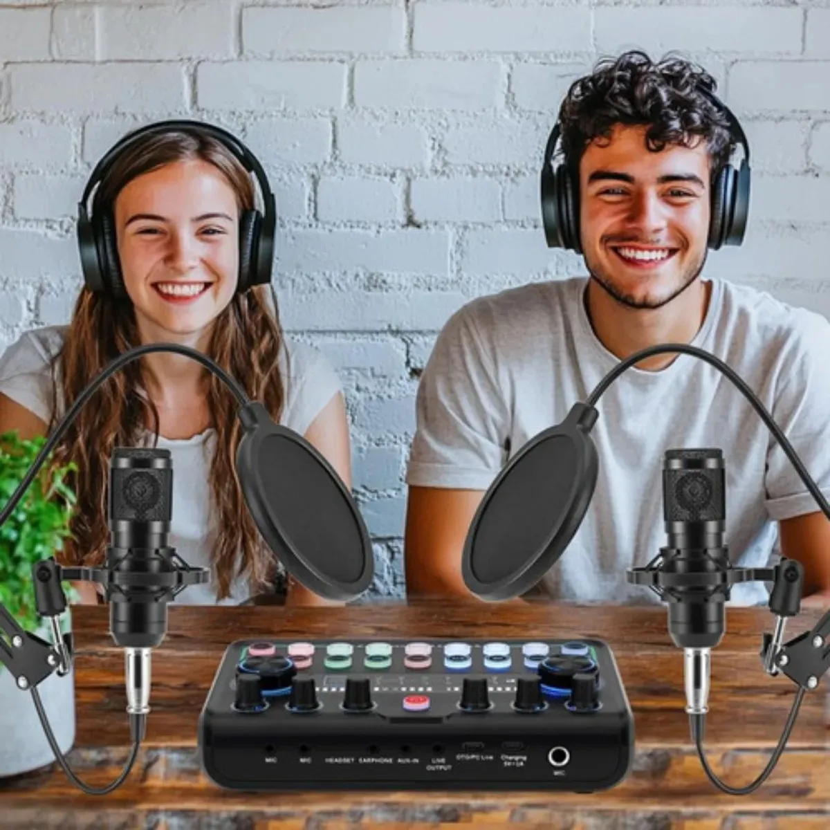 METEX - Micrófono De Condensador  Tarjeta De Sonido Mezclador Negro