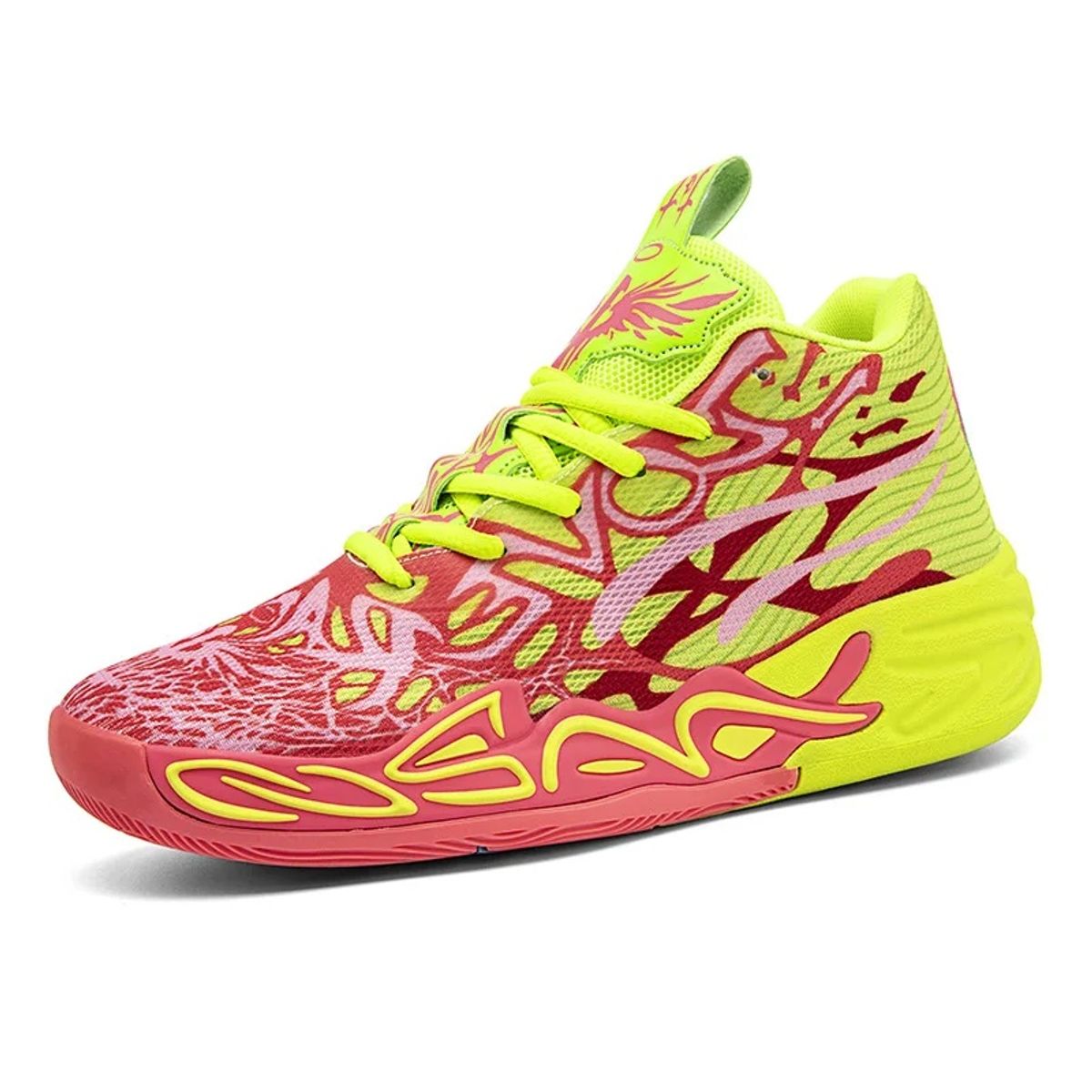 DANWEILE - Zapatillas baloncesto entrenamiento neutras y cómodas Rojo y amarillo
