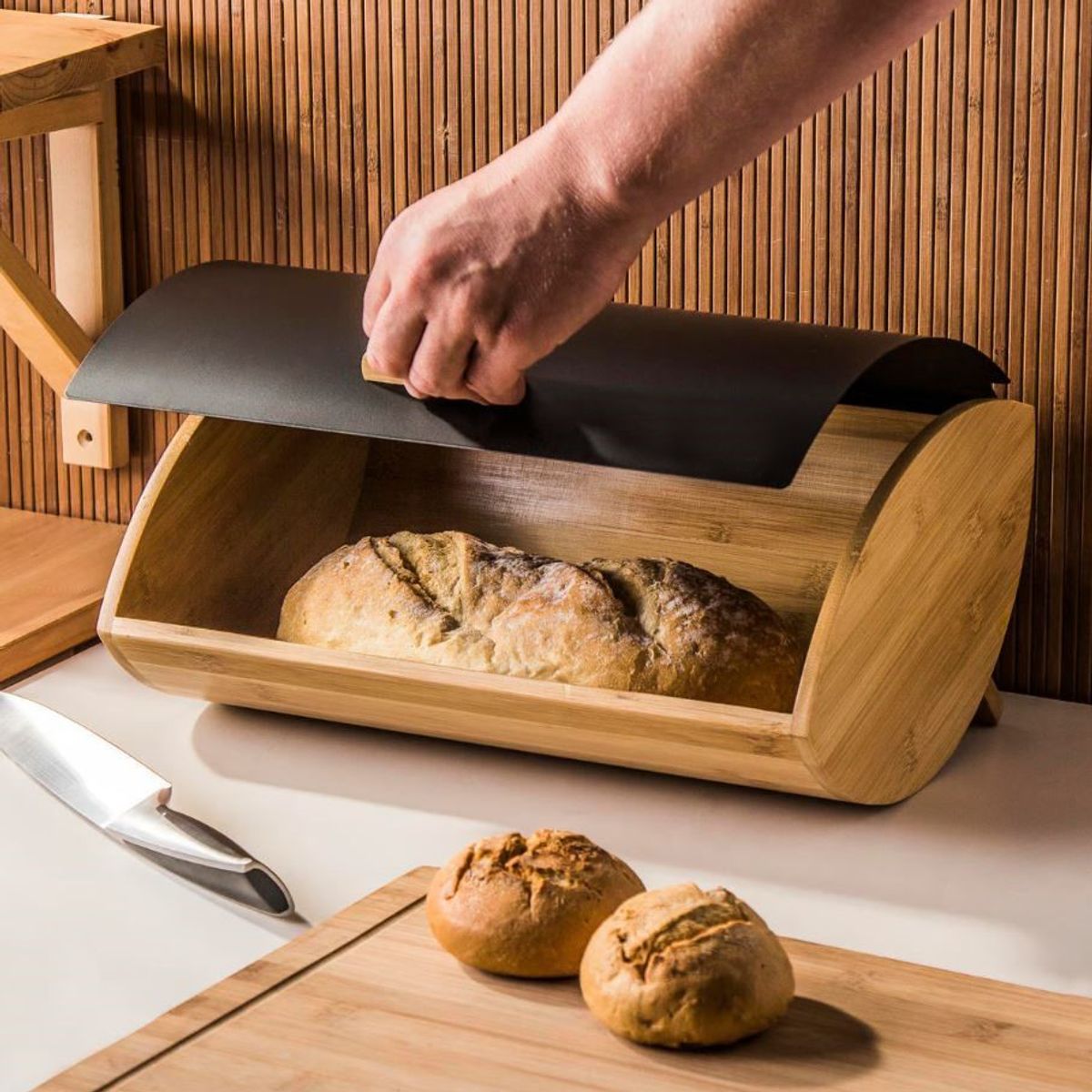 REGALITOLINDO CL - Panera Diseño Madera de Bambú y Metal - 36x15 cm