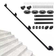 KINDA NICE - Barandilla De Hierro Estilo Industrial Para Pared 3m Negro Negro