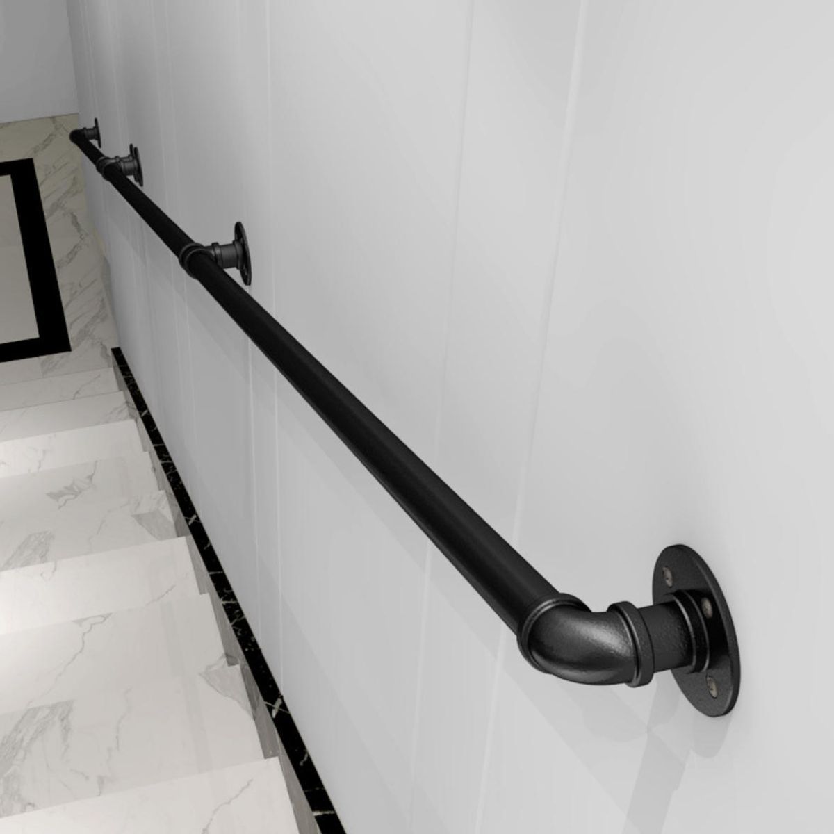 KINDA NICE - Barandilla De Hierro Estilo Industrial Para Pared 3m Negro Negro