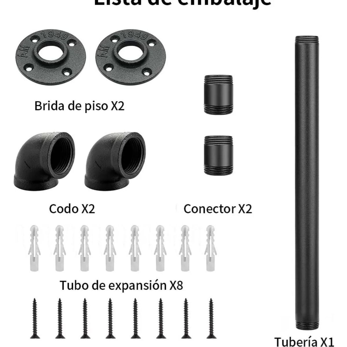 KINDA NICE - Barandilla De Hierro Estilo Industrial Para Pared 1m Negro Negro