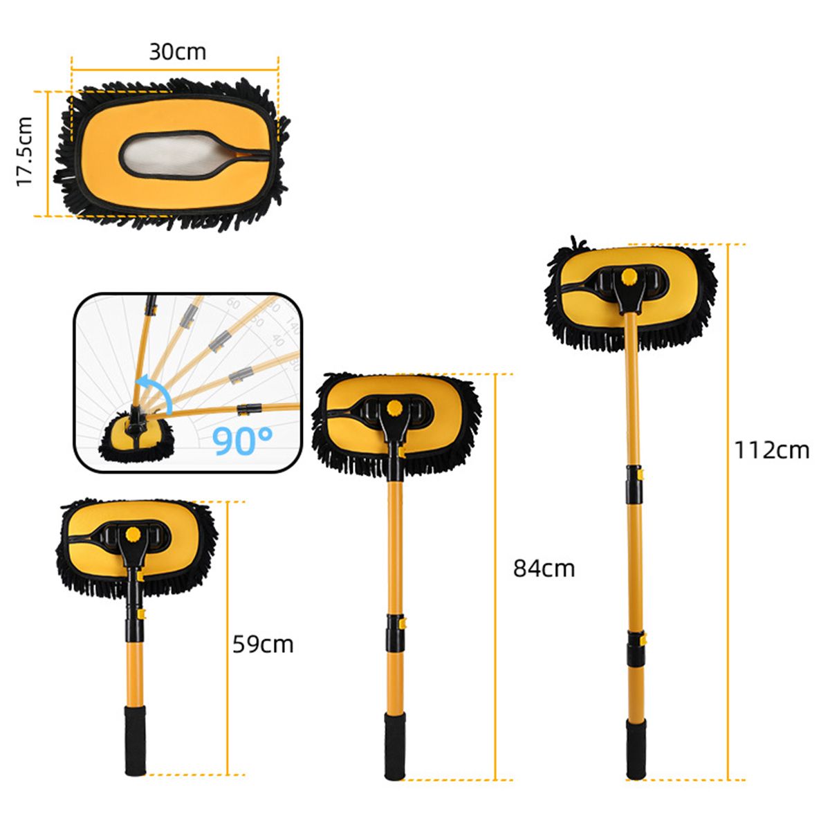 KINDA NICE - Mopa Extensible Y Flexible Para Lavar Autos 59-112cm Univers Amarillo