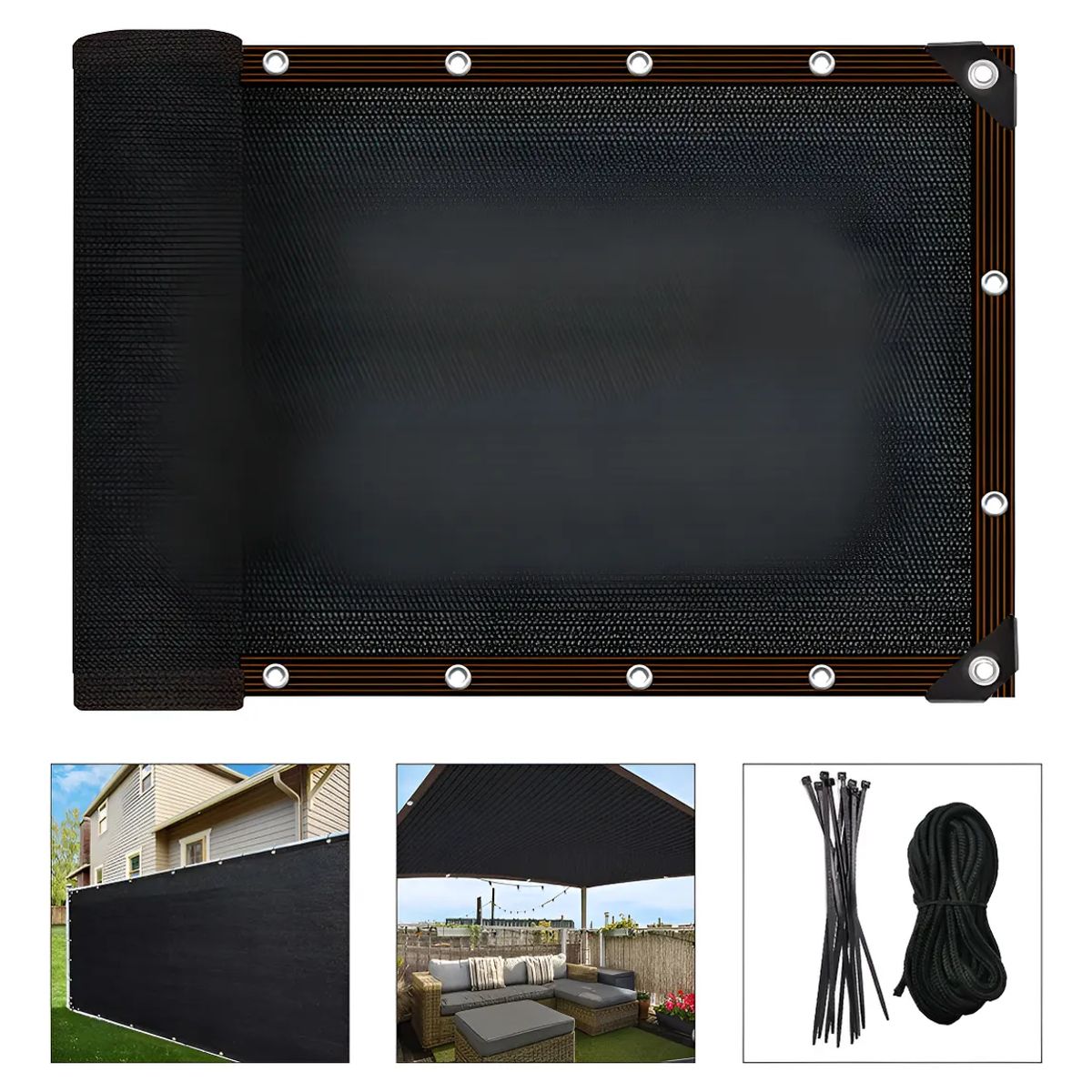 KINDA NICE - Homegarden Malla Sombra 95% Bloqueo Sol Negro Uv Protección 1 x 5 m