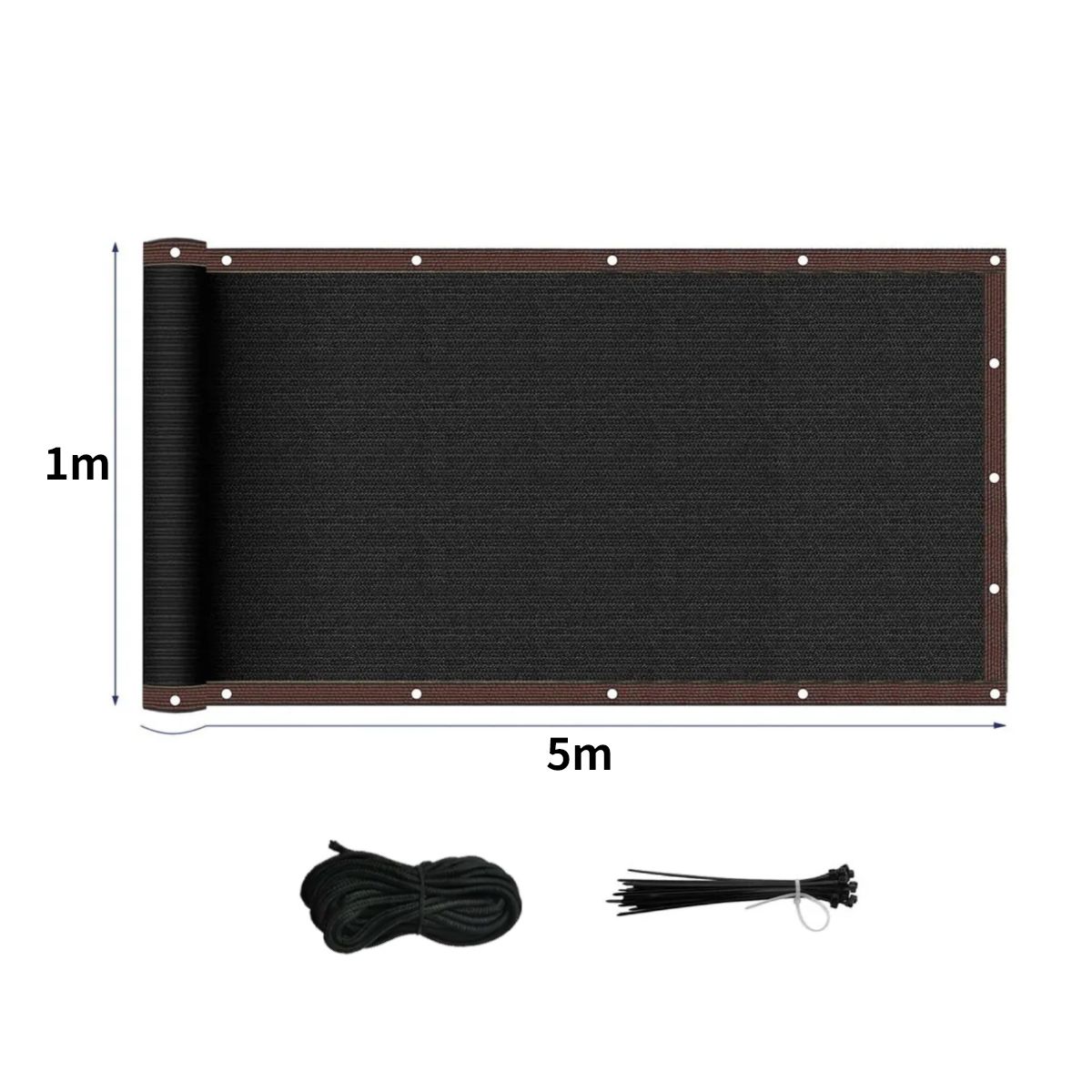 KINDA NICE - Homegarden Malla Sombra 95% Bloqueo Sol Negro Uv Protección 1 x 5 m