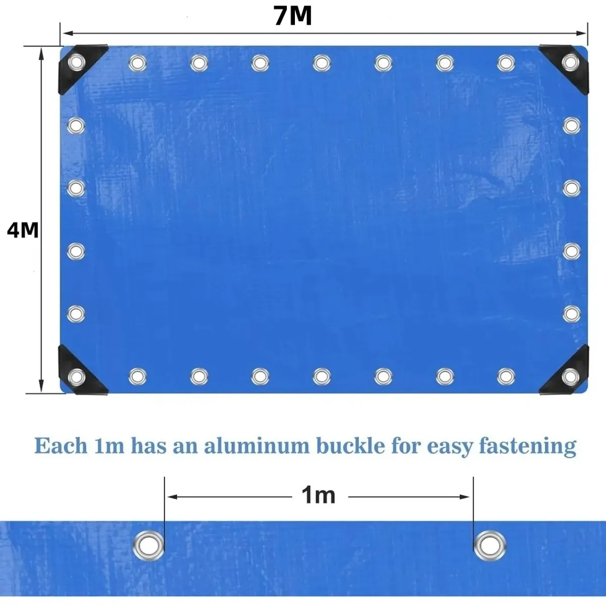KUANGYE - Cobertor De Piscina, Lona Multiuso 4x7 Mts, Con Ojetillos