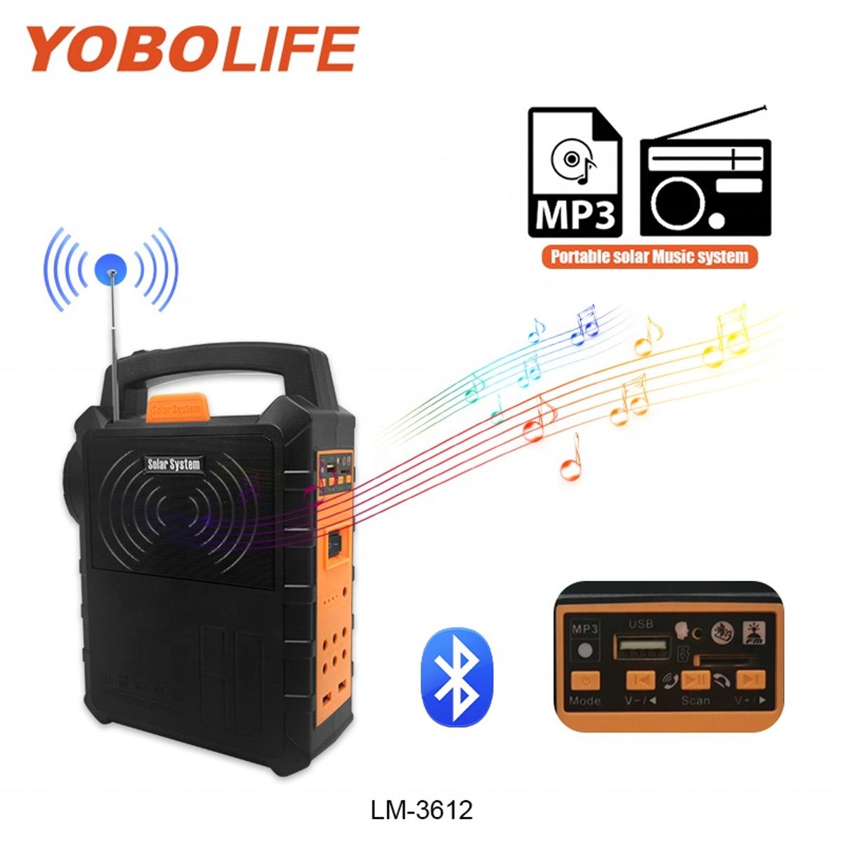 MOVI - KIT SOLAR 50HRS, 4 AMPOLLETAS LED, RADIO, BLUETOOTH, CARGAR TABLET, LAPTOP, VENTILADOR 12V