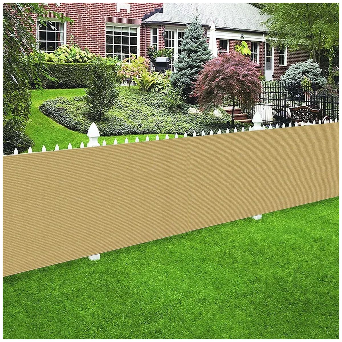 KUANGYE - Cerco Malla Raschel Beige 80%p 4.2mx10m con Pack Broches 40u