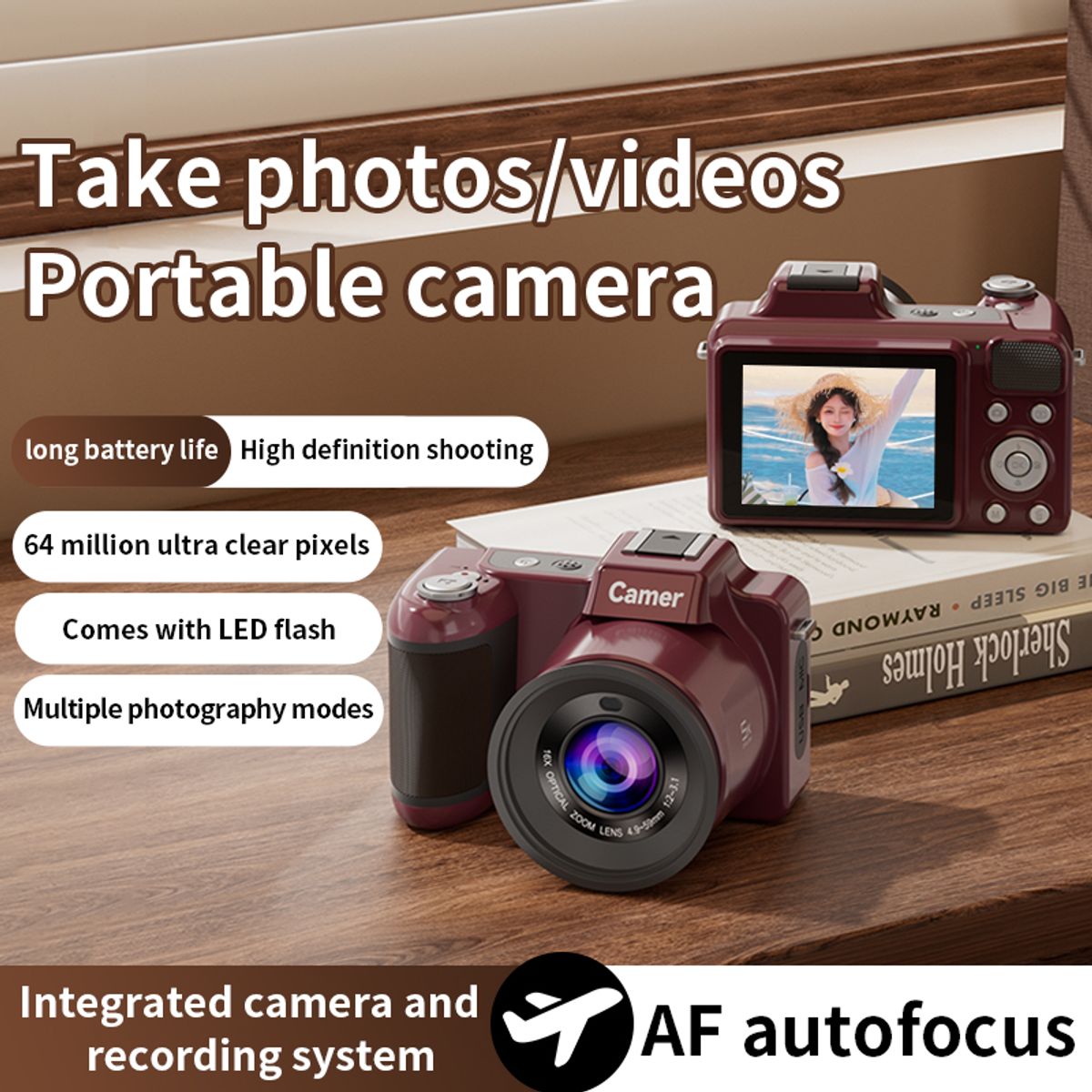 RENVMEXY - Cámara Digital 64MP 5K - Zoom 16x - Estabilizador + 64GB - Para Vlogs y Viajes