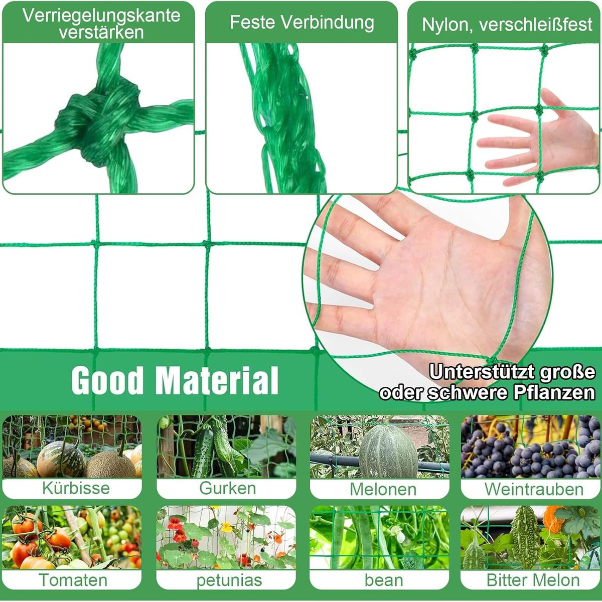 KUANGYE - Malla Para Plantas Trepadoras Red Huerto 2.7 X 1.8 Metros Verde