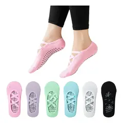 KUANGYE - Calcetines Antideslizantes Fitness para Yoga Pilates Paquete 6 Pares