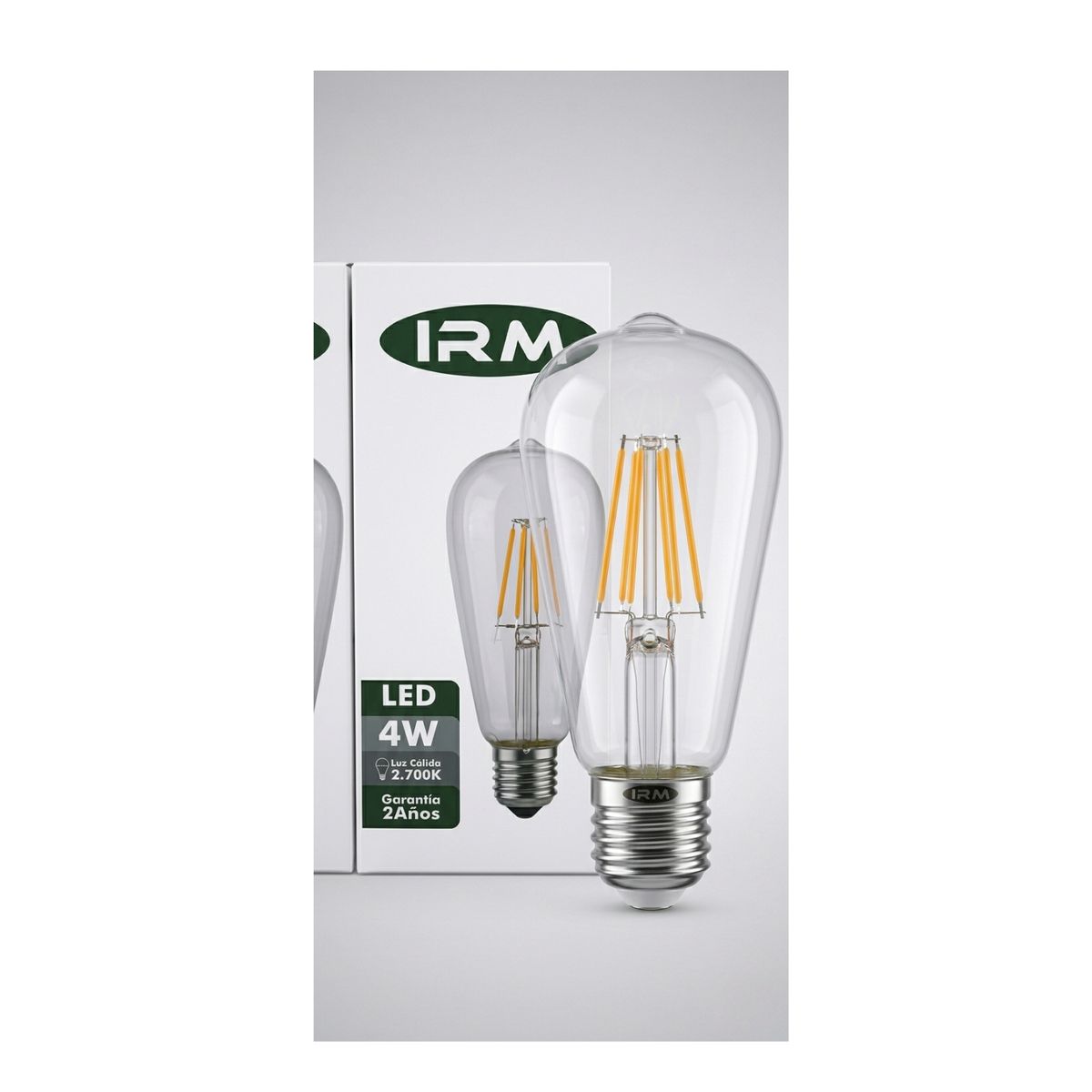 Ampolleta LED Vintage IRM Filamento 4W Luz Cálida E27 ST64, marca IRM - Foto Principal