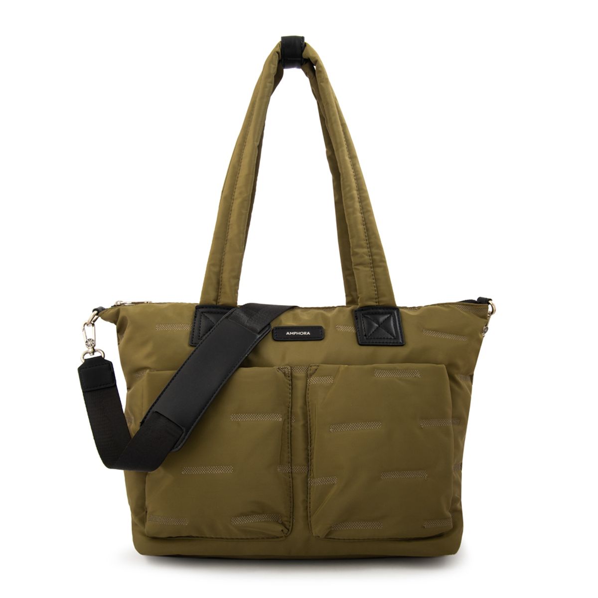 AMPHORA - Cartera tote porta notebook hana verde oliva