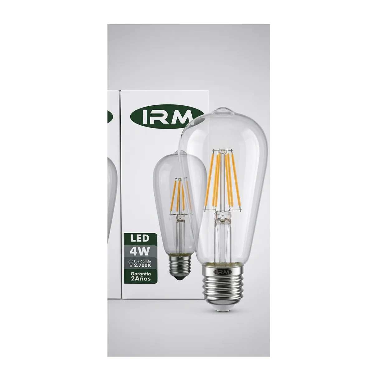Ampolleta LED Vintage IRM Filamento 4W Luz Cálida E27 ST64, marca IRM - Foto Principal