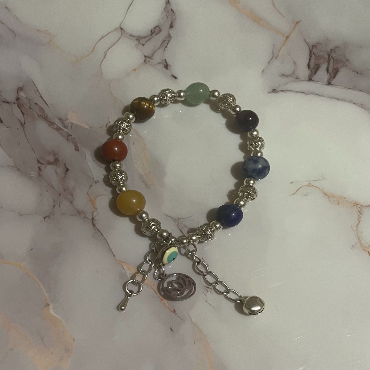 GENERICO - Pulsera 7 Chakras con Ojo Turco y Flor de Loto – Equilibrio, Protección y Energía