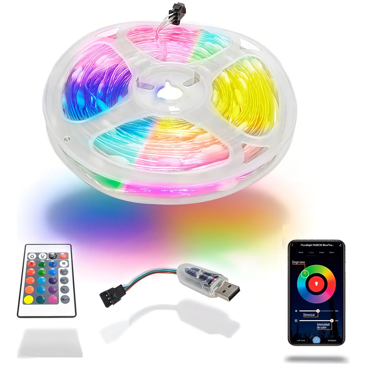 GENERICO - Tira Cinta Led Luz Led Rgb 10m Musica Bluetooth Multicolor Luz Rgb - 263062
