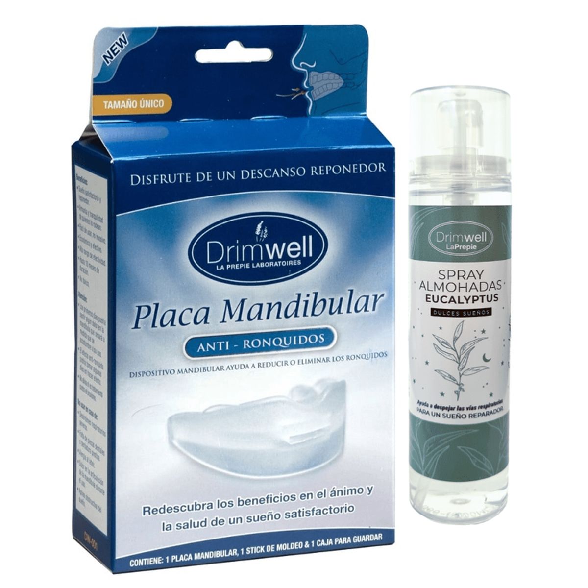DRIMWELL - Placa Mandibular Anti Ronquido + Room Spray Eucaliptus